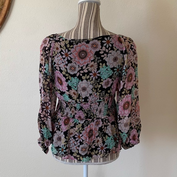 Anthropologie Maeve Floral Pink Blouse Top Women’s S NWT - Picture 7 of 9